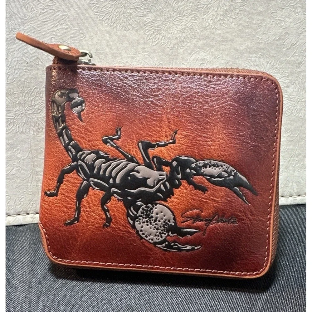 Zipper Wallet Men'S Leather Wallets Gift with Coin Pocket Extra Capacity